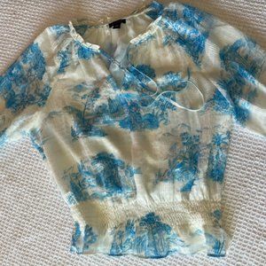 ANN TAYLOR LOFT - TROPICAL BOUSE - XS - BLUE